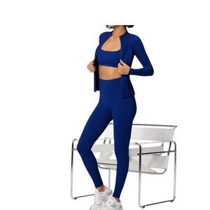 New Gigi C Ava Snakeskin High Waist Leggings M Royal Blue